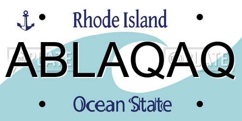 ABLAQAQ Rhode Island License Plate