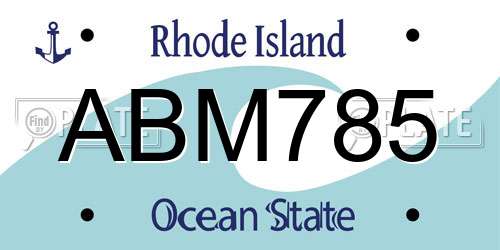 ABM785 Rhode Island License Plate