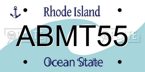 ABMT55 Rhode Island License Plate