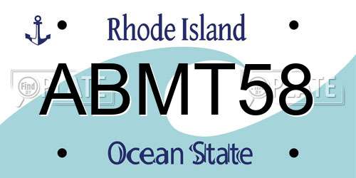 ABMT58 Rhode Island License Plate