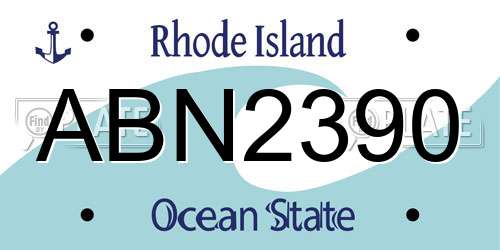 ABN2390 Rhode Island License Plate