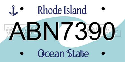ABN7390 Rhode Island License Plate