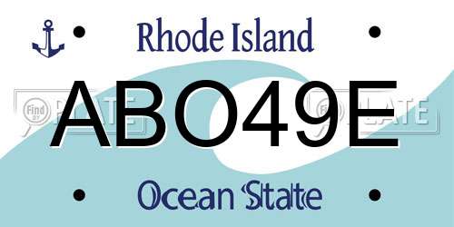 ABO49E Rhode Island License Plate