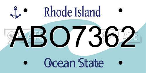 ABO7362 Rhode Island License Plate