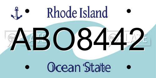 ABO8442 Rhode Island License Plate