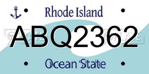ABQ2362 Rhode Island License Plate