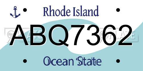 ABQ7362 Rhode Island License Plate