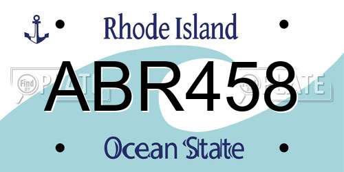 ABR458 Rhode Island License Plate