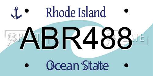 ABR488 Rhode Island License Plate