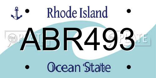 ABR493 Rhode Island License Plate