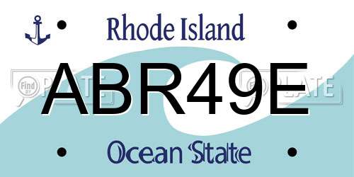 ABR49E Rhode Island License Plate