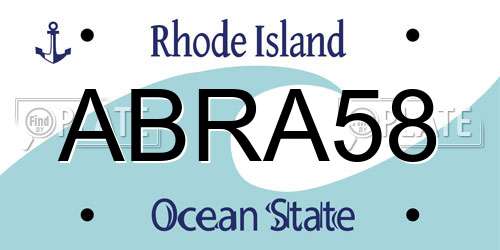 ABRA58 Rhode Island License Plate