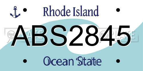 ABS2845 Rhode Island License Plate