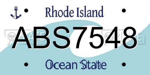 ABS7548 Rhode Island License Plate