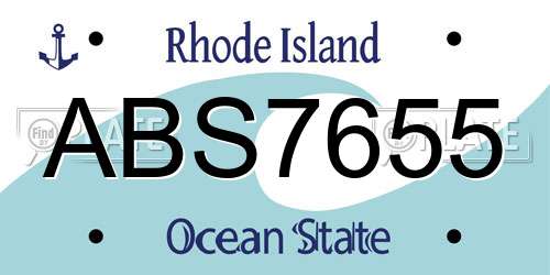 ABS7655 Rhode Island License Plate