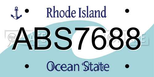 ABS7688 Rhode Island License Plate
