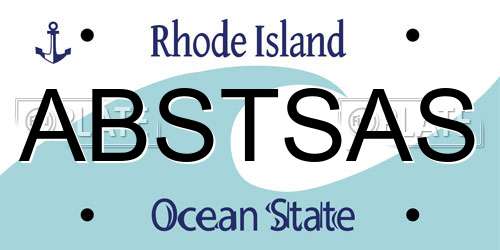 ABSTSAS Rhode Island License Plate