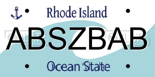 ABSZBAB Rhode Island License Plate