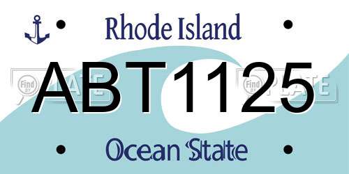 ABT1125 Rhode Island License Plate