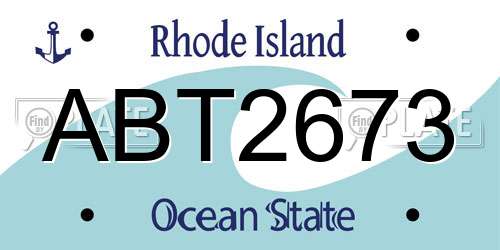 ABT2673 Rhode Island License Plate