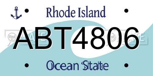 ABT4806 Rhode Island License Plate