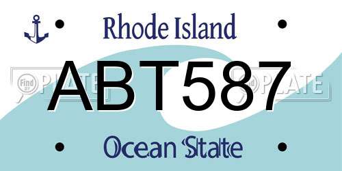ABT587 Rhode Island License Plate