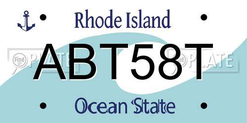 ABT58T Rhode Island License Plate