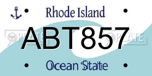 ABT857 Rhode Island License Plate