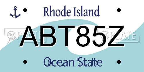 ABT85Z Rhode Island License Plate