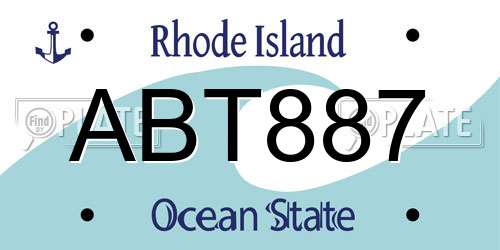 ABT887 Rhode Island License Plate