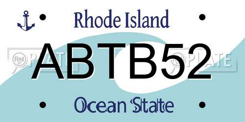 ABTB52 Rhode Island License Plate