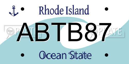 ABTB87 Rhode Island License Plate