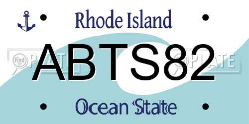 ABTS82 Rhode Island License Plate