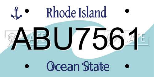 ABU7561 Rhode Island License Plate