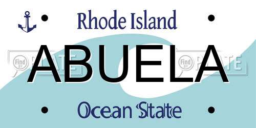 ABUELA Rhode Island License Plate