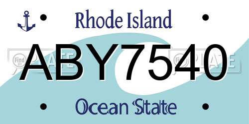 ABY7540 Rhode Island License Plate
