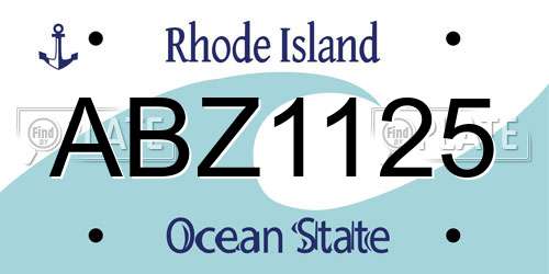 ABZ1125 Rhode Island License Plate