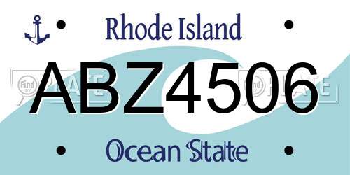 ABZ4506 Rhode Island License Plate