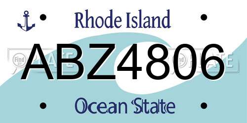ABZ4806 Rhode Island License Plate