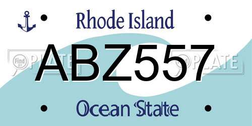 ABZ557 Rhode Island License Plate