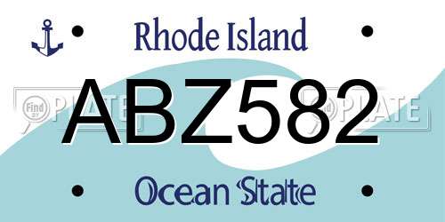 ABZ582 Rhode Island License Plate