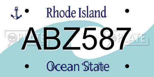 ABZ587 Rhode Island License Plate