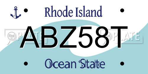 ABZ58T Rhode Island License Plate