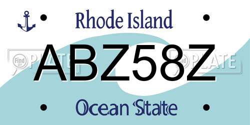 ABZ58Z Rhode Island License Plate