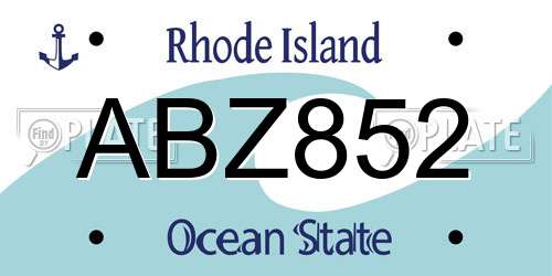 ABZ852 Rhode Island License Plate