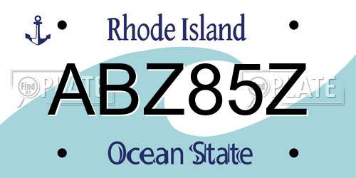 ABZ85Z Rhode Island License Plate