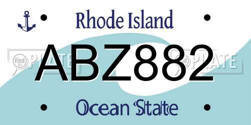 ABZ882 Rhode Island License Plate