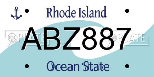 ABZ887 Rhode Island License Plate
