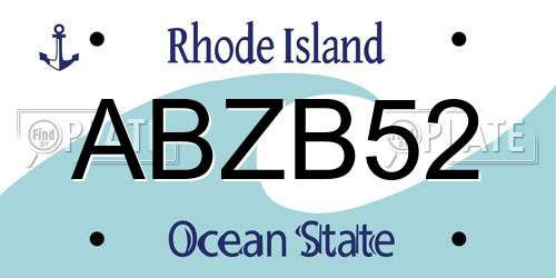 ABZB52 Rhode Island License Plate