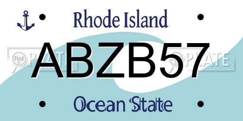 ABZB57 Rhode Island License Plate